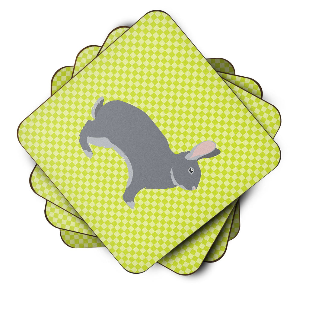 Giant Chinchilla Rabbit Green Foam Coasters Set of 4 Cup Coasters for Indoor Outdoor, Tabletop Protection, Anti Slip, Mouse pad Material
