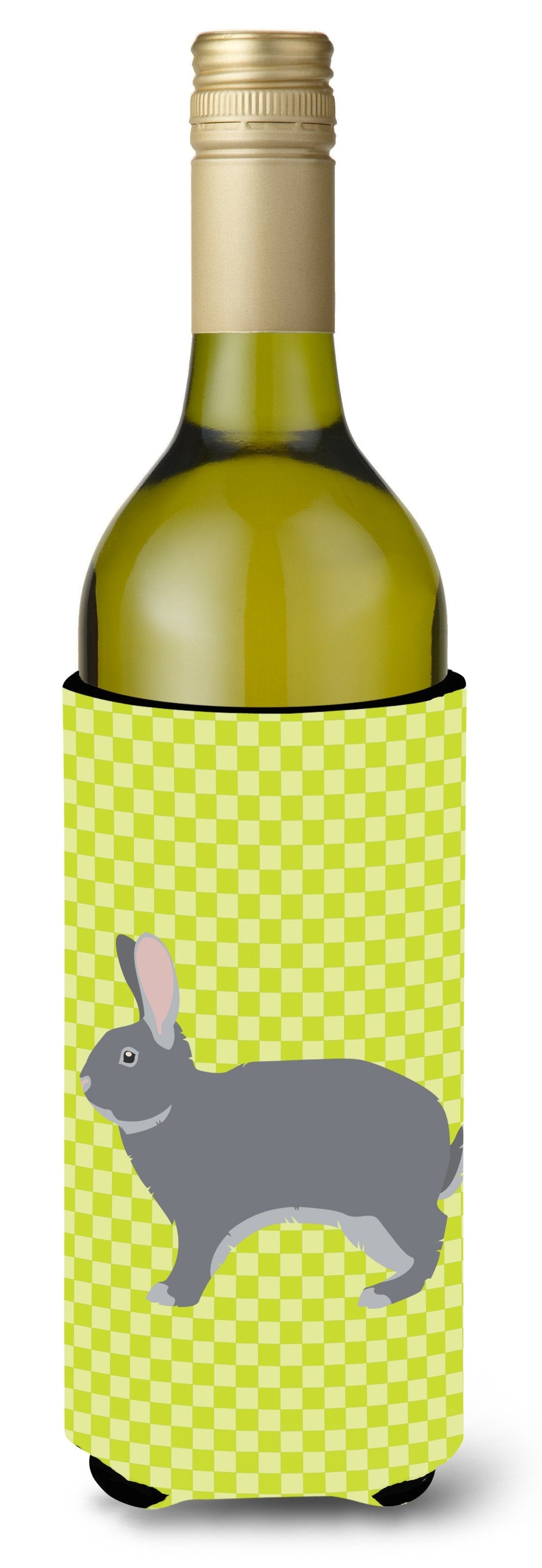 Giant Chinchilla Rabbit Green Wine Bottle Hugger Gift Sleeve for Standard 750 ml Bottles, Insulated Reusable Also Fits Mini Shot & Pint Bottles