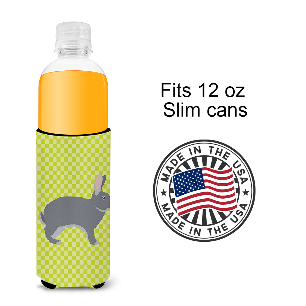 Giant Chinchilla Rabbit Green Slim Can Hugger , Insulated Foam Hugger for 12 oz Slim Cans, Beer Bottles & Water Bottles, Printed in USA