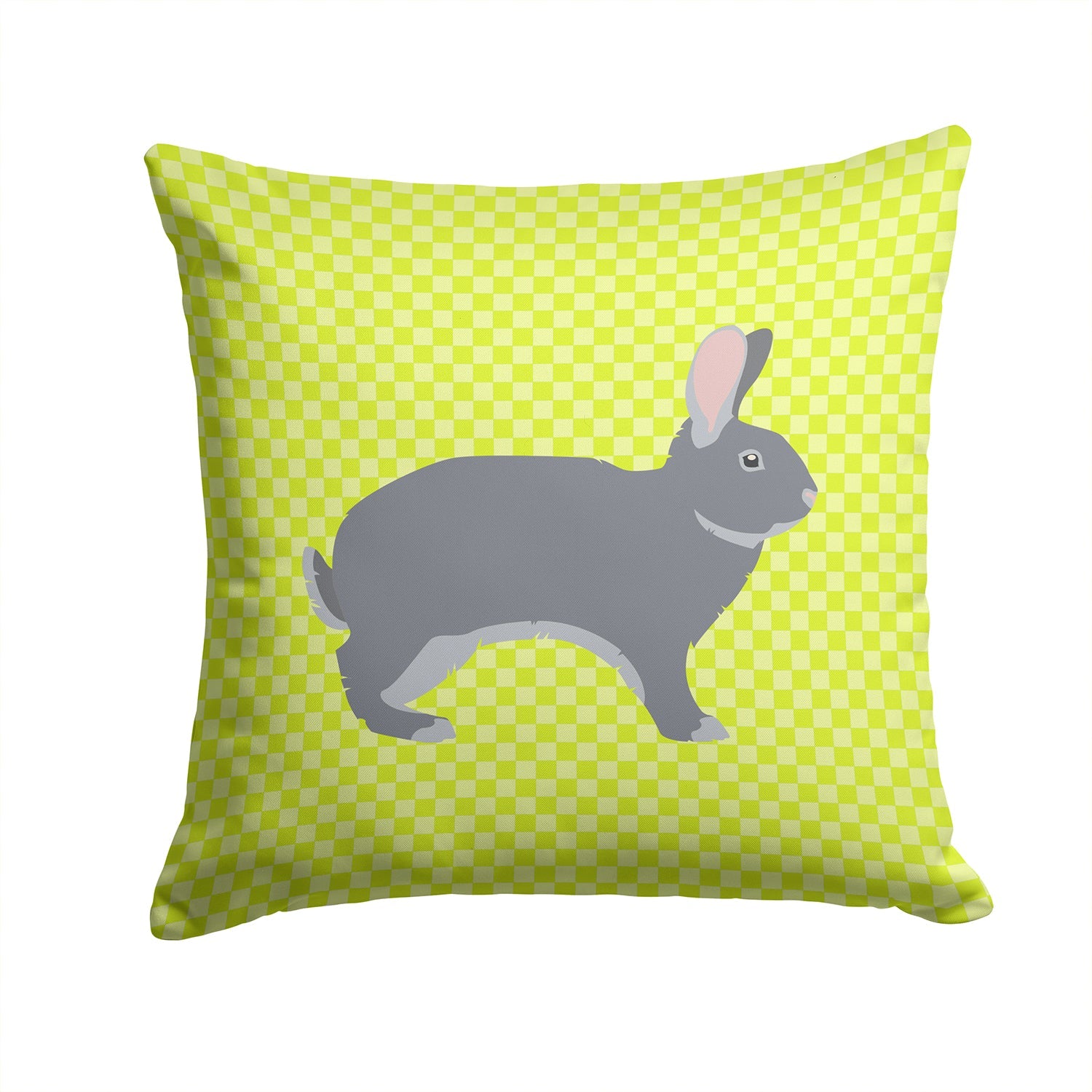 Giant Chinchilla Rabbit Green Decorative Throw Pillow 14x14 Indoor Outdoor Accent Cushion, Fabric Cover with Insert for Sofa, Bed, Porch & Living Room