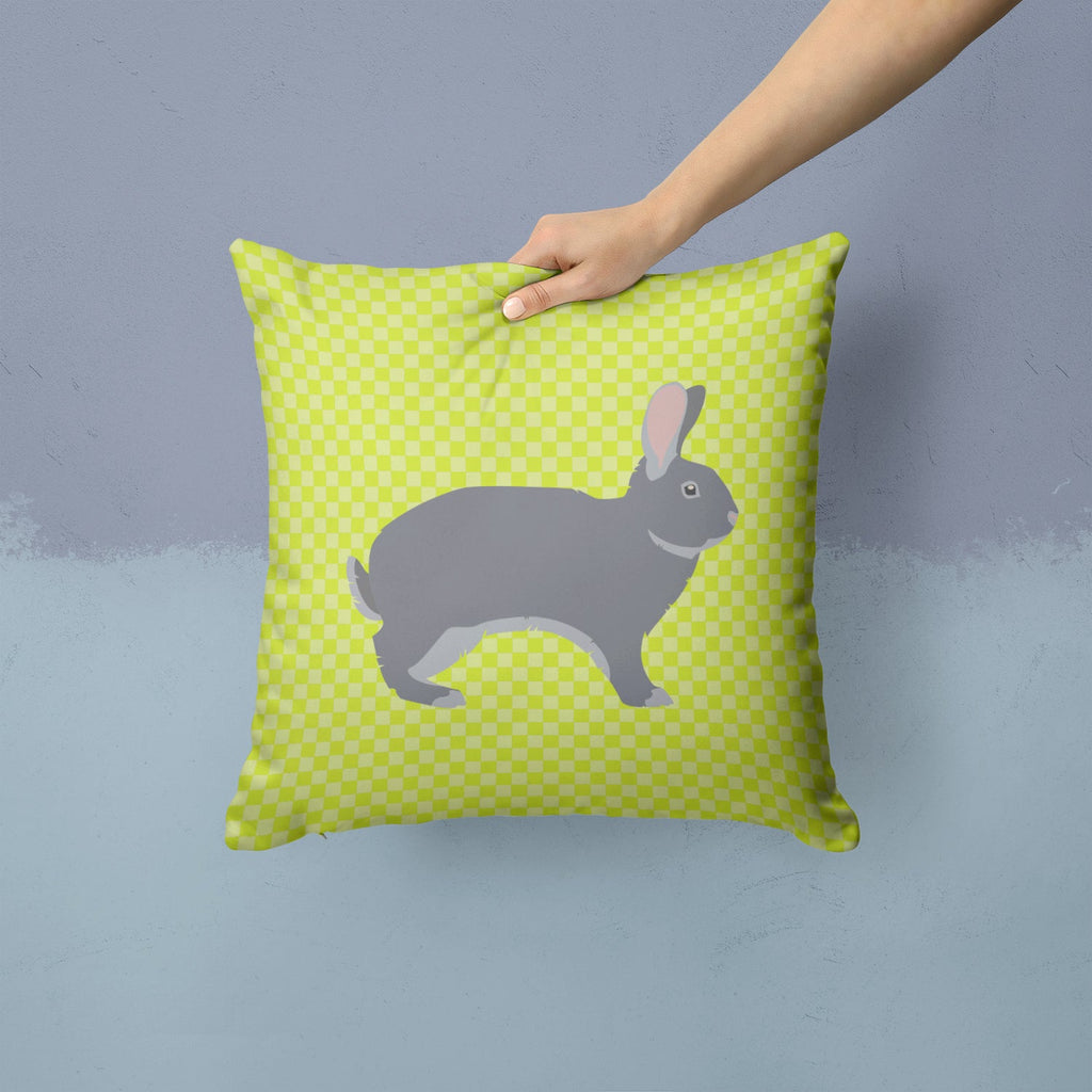 Giant Chinchilla Rabbit Green Decorative Throw Pillow 14x14 Indoor Outdoor Accent Cushion, Fabric Cover with Insert for Sofa, Bed, Porch & Living Room