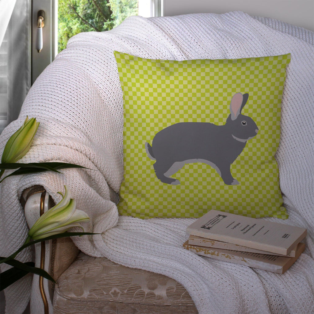 Giant Chinchilla Rabbit Green Decorative Throw Pillow 14x14 Indoor Outdoor Accent Cushion, Fabric Cover with Insert for Sofa, Bed, Porch & Living Room