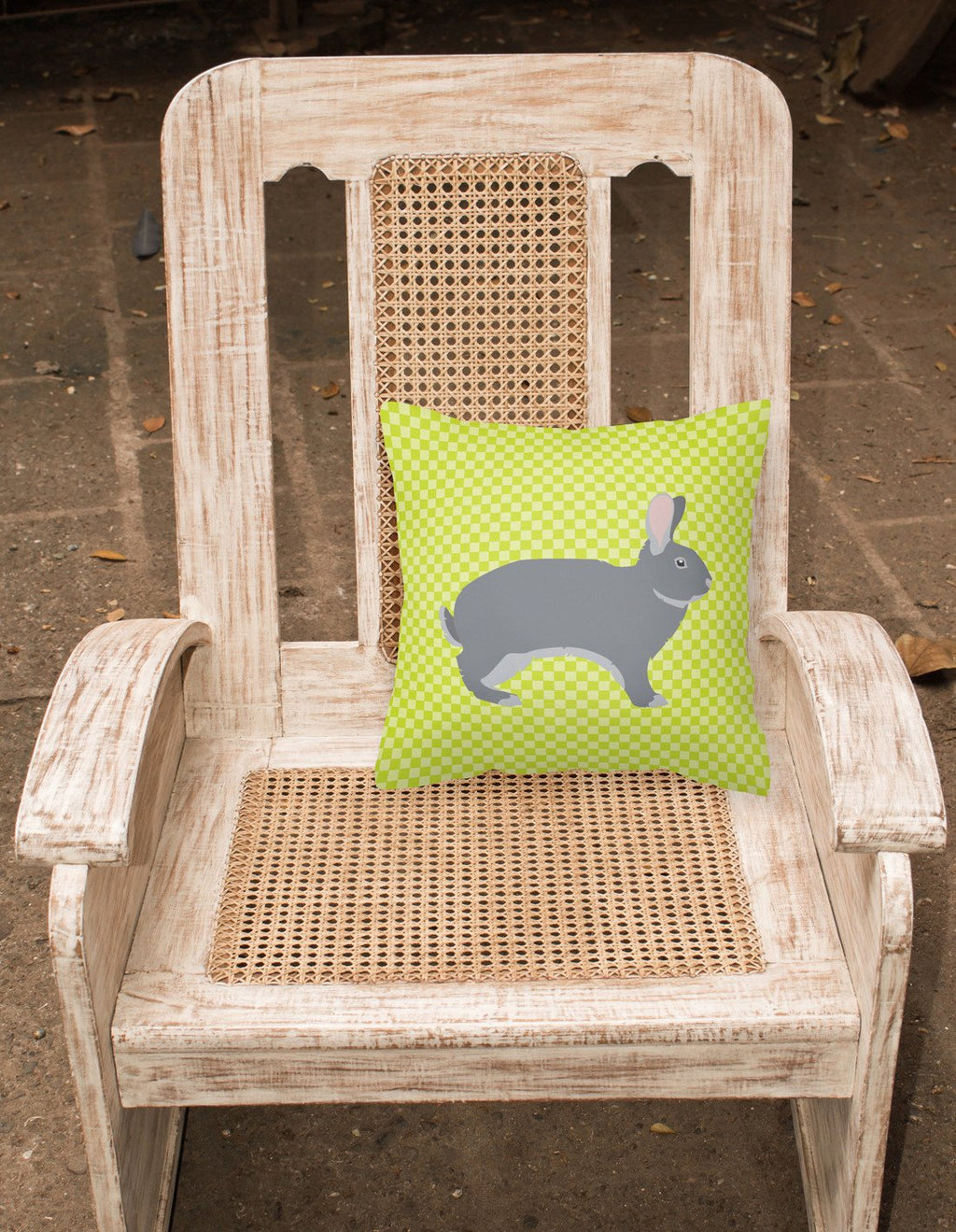 Giant Chinchilla Rabbit Green Decorative Throw Pillow 18x18 Indoor Outdoor Accent Cushion, Fabric Cover with Insert for Sofa, Bed, Porch & Living Room