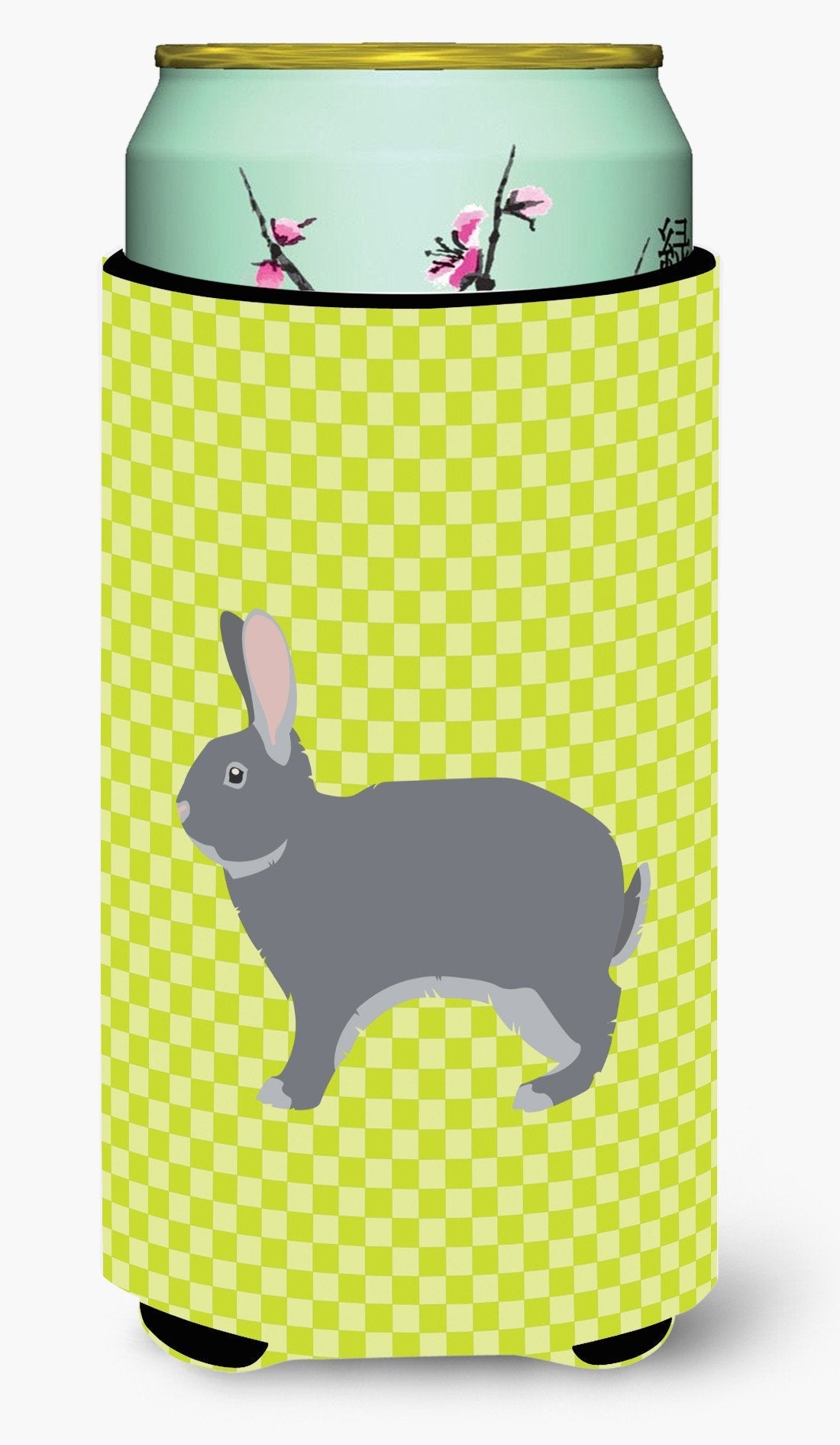 Giant Chinchilla Rabbit Green Tall Boy Hugger Can Cooler Sleeve Machine Washable Drink Collapsible Insulator Beverage Insulated Holder