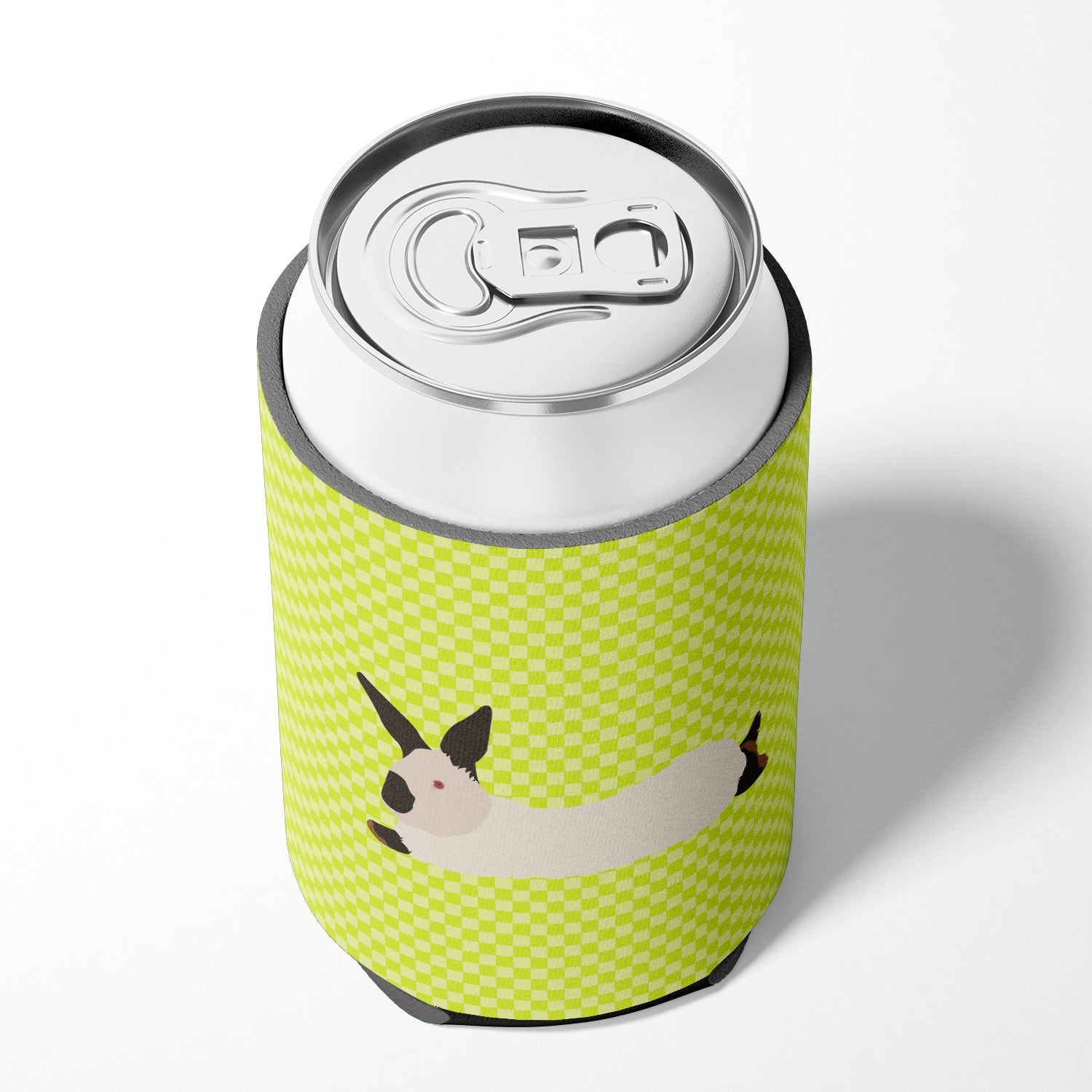 California White Rabbit Green Can or Bottle Hugger Cooler Sleeve for Standard 12 oz Cans, Insulated Foam Beer & Soda Can Hugger Reusable