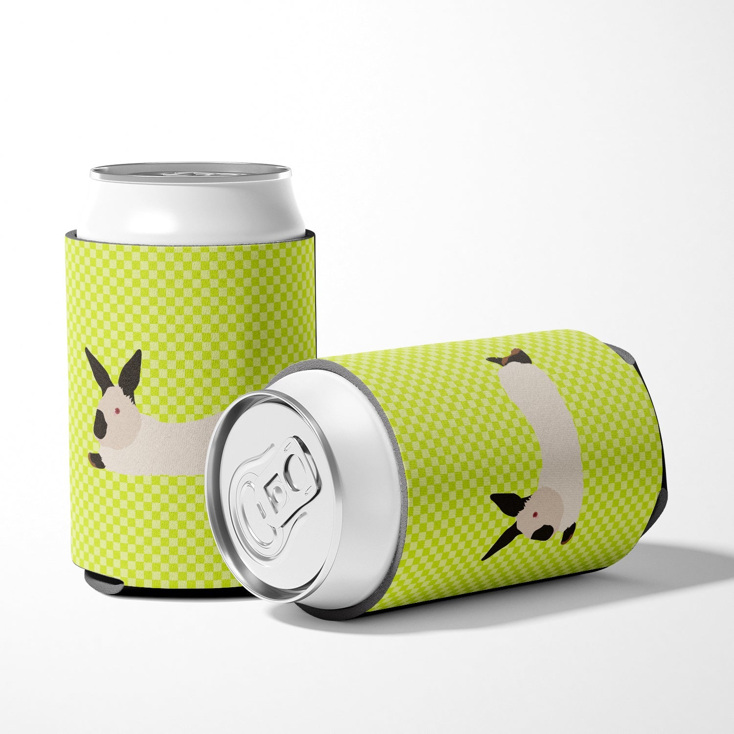 California White Rabbit Green Can or Bottle Hugger Cooler Sleeve for Standard 12 oz Cans, Insulated Foam Beer & Soda Can Hugger Reusable