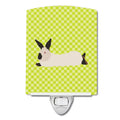 California White Rabbit Green Ceramic Night Light Compact, UL-Certified, Ideal for Bedroom, Bathroom, Nursery, Hallway, Kitchen, 6x4x3, Multicolor