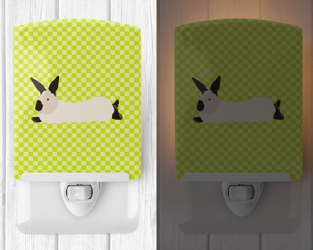 California White Rabbit Green Ceramic Night Light Compact, UL-Certified, Ideal for Bedroom, Bathroom, Nursery, Hallway, Kitchen, 6x4x3, Multicolor