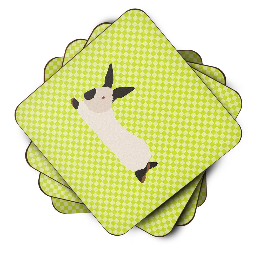 California White Rabbit Green Foam Coasters Set of 4 Cup Coasters for Indoor Outdoor, Tabletop Protection, Anti Slip, Mouse pad Material