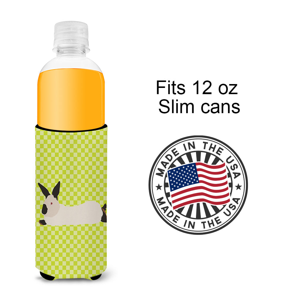 California White Rabbit Green Slim Can Hugger , Insulated Foam Hugger for 12 oz Slim Cans, Beer Bottles & Water Bottles, Printed in USA
