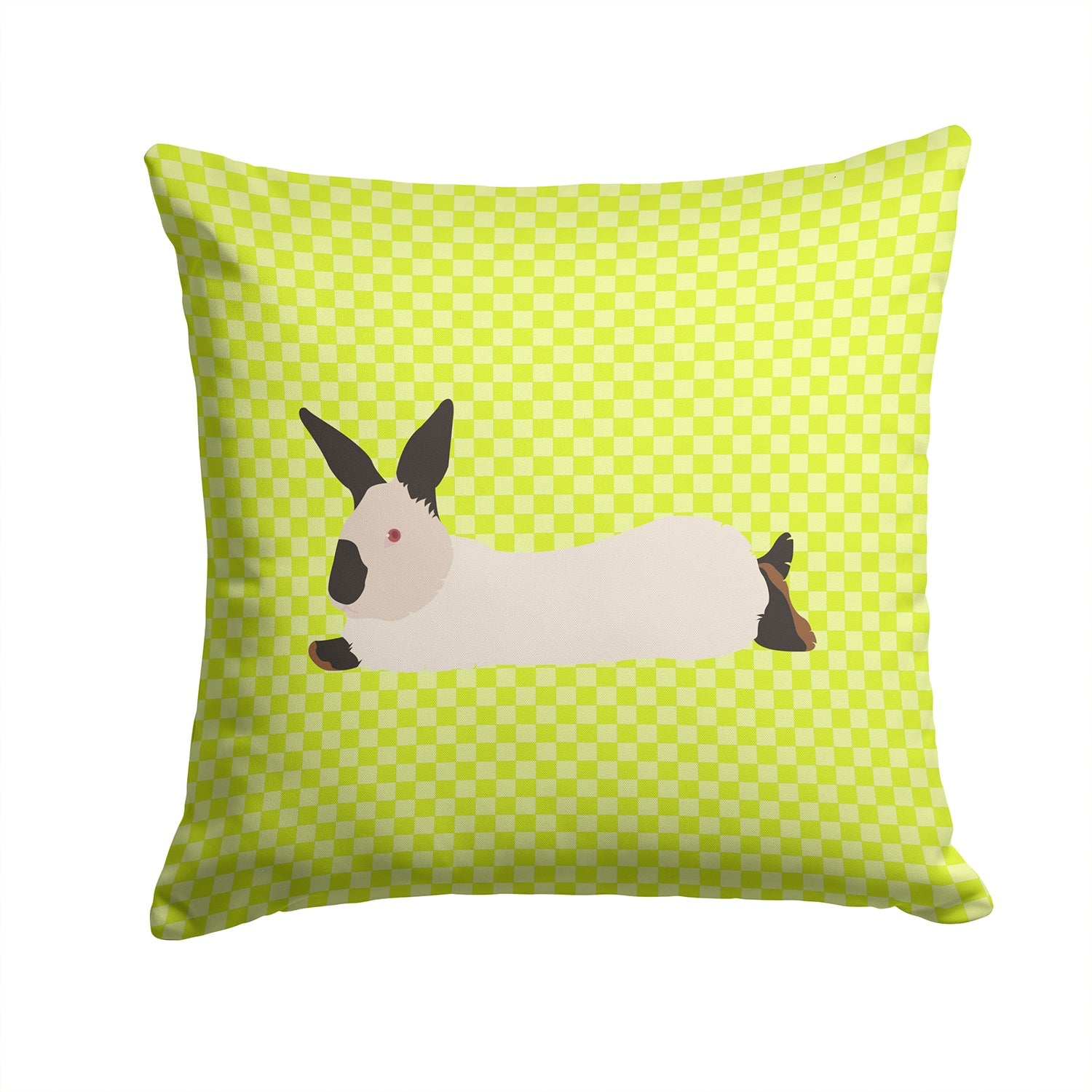 California White Rabbit Green Decorative Throw Pillow 14x14 Indoor Outdoor Accent Cushion, Fabric Cover with Insert for Sofa, Bed, Porch & Living Room
