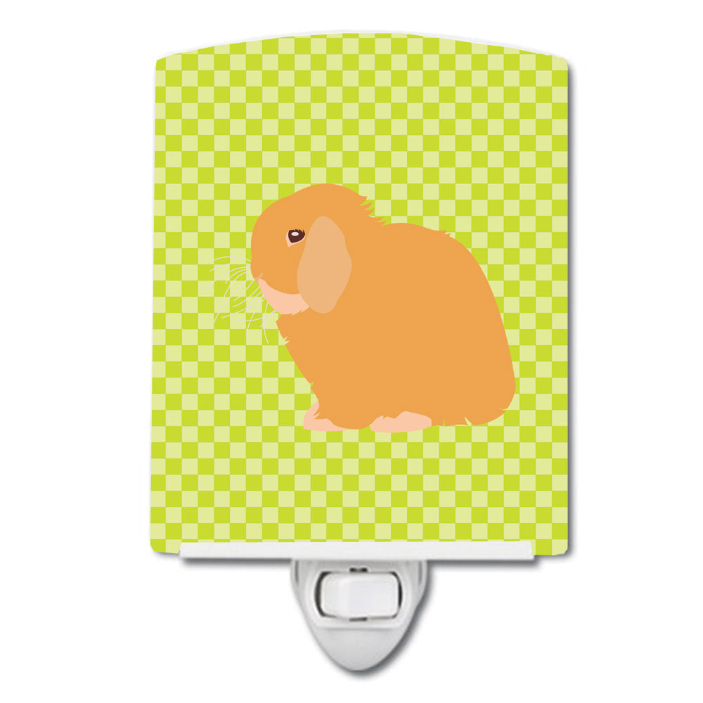 Holland Lop Rabbit Green Ceramic Night Light Compact, UL-Certified, Ideal for Bedroom, Bathroom, Nursery, Hallway, Kitchen, 6x4x3, Multicolor