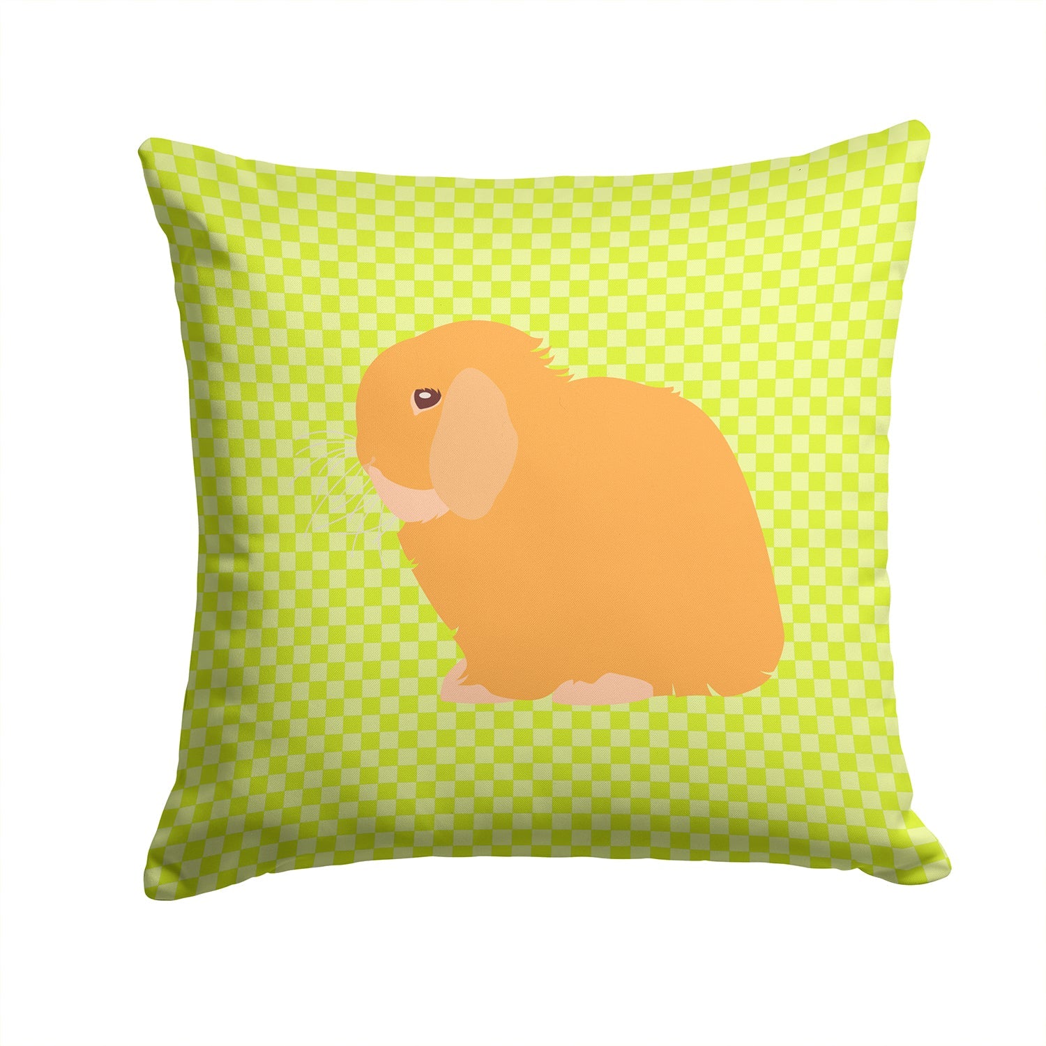 Holland Lop Rabbit Green Decorative Throw Pillow 14x14 Indoor Outdoor Accent Cushion, Fabric Cover with Insert for Sofa, Bed, Porch & Living Room
