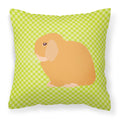 Holland Lop Rabbit Green Decorative Throw Pillow 18x18 Indoor Outdoor Accent Cushion, Fabric Cover with Insert for Sofa, Bed, Porch & Living Room