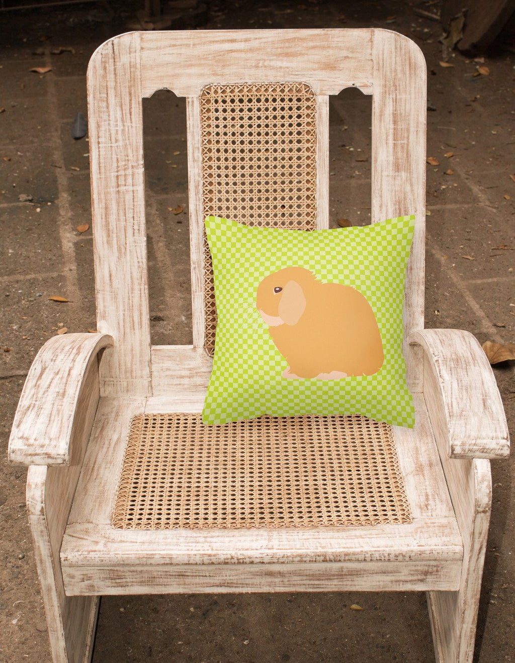 Holland Lop Rabbit Green Decorative Throw Pillow 18x18 Indoor Outdoor Accent Cushion, Fabric Cover with Insert for Sofa, Bed, Porch & Living Room