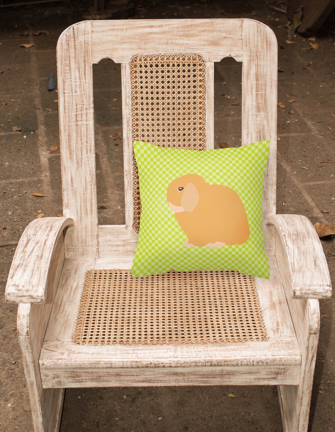 Holland Lop Rabbit Green Decorative Throw Pillow 18x18 Indoor Outdoor Accent Cushion, Fabric Cover with Insert for Sofa, Bed, Porch & Living Room