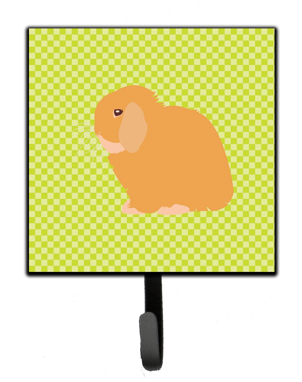 Holland Lop Rabbit Green Leash or Key Holder Wall Hooks, Key Hooks Holder, Coat Rack Wall Mount, Coat Hooks, Hooks for Hanging Keys, Towels, Aprons, Leashes