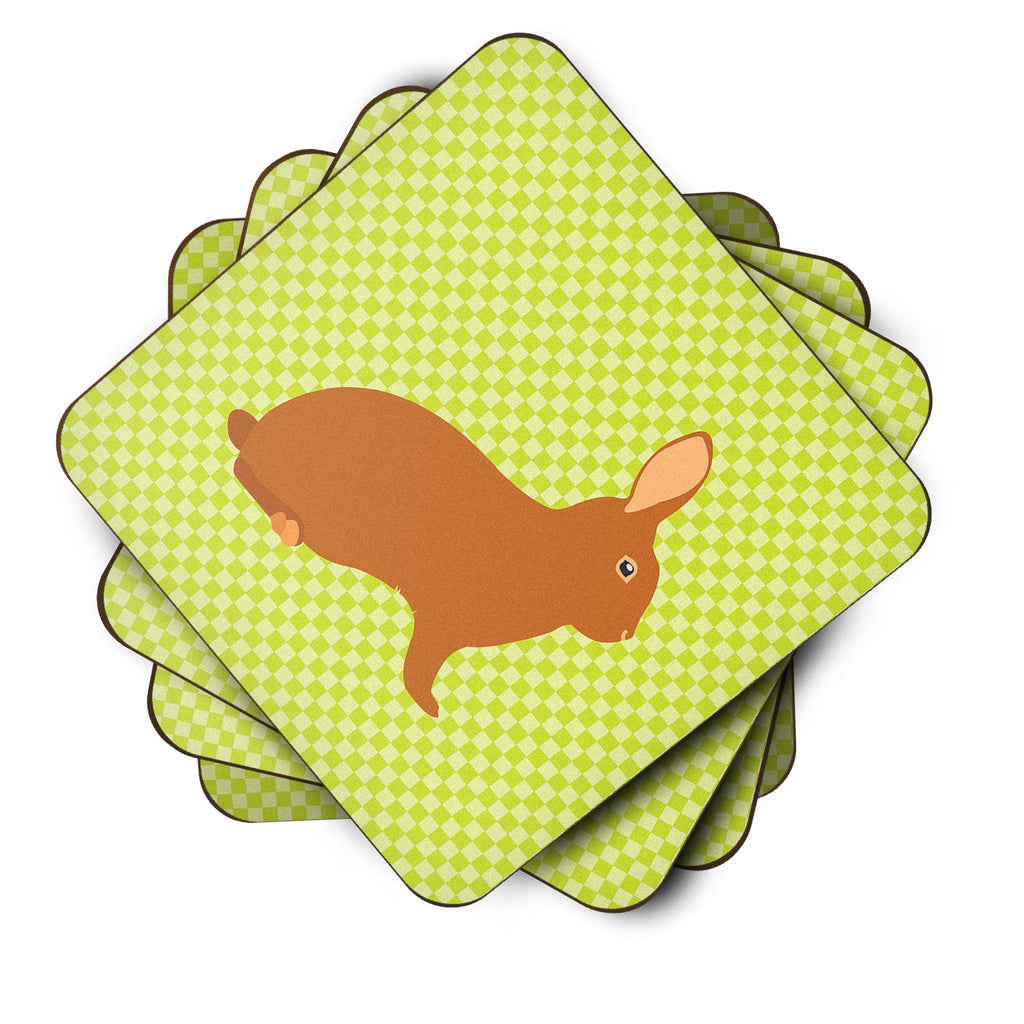 Rex Rabbit Green Foam Coasters Set of 4 Cup Coasters for Indoor Outdoor, Tabletop Protection, Anti Slip, Mouse pad Material