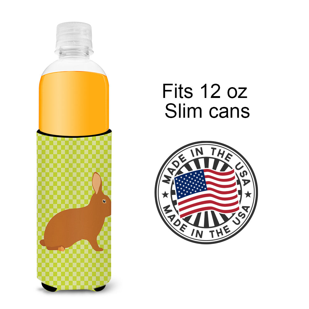 Rex Rabbit Green Slim Can Hugger , Insulated Foam Hugger for 12 oz Slim Cans, Beer Bottles & Water Bottles, Printed in USA