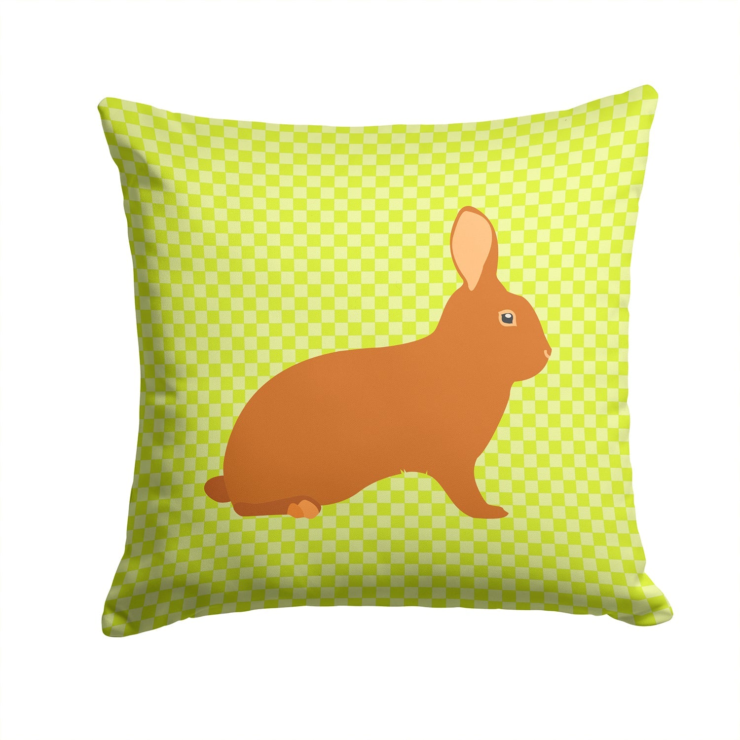 Rex Rabbit Green Decorative Throw Pillow 14x14 Indoor Outdoor Accent Cushion, Fabric Cover with Insert for Sofa, Bed, Porch & Living Room