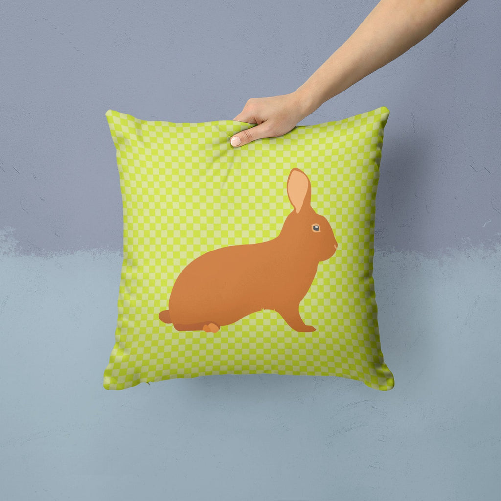 Rex Rabbit Green Decorative Throw Pillow 14x14 Indoor Outdoor Accent Cushion, Fabric Cover with Insert for Sofa, Bed, Porch & Living Room