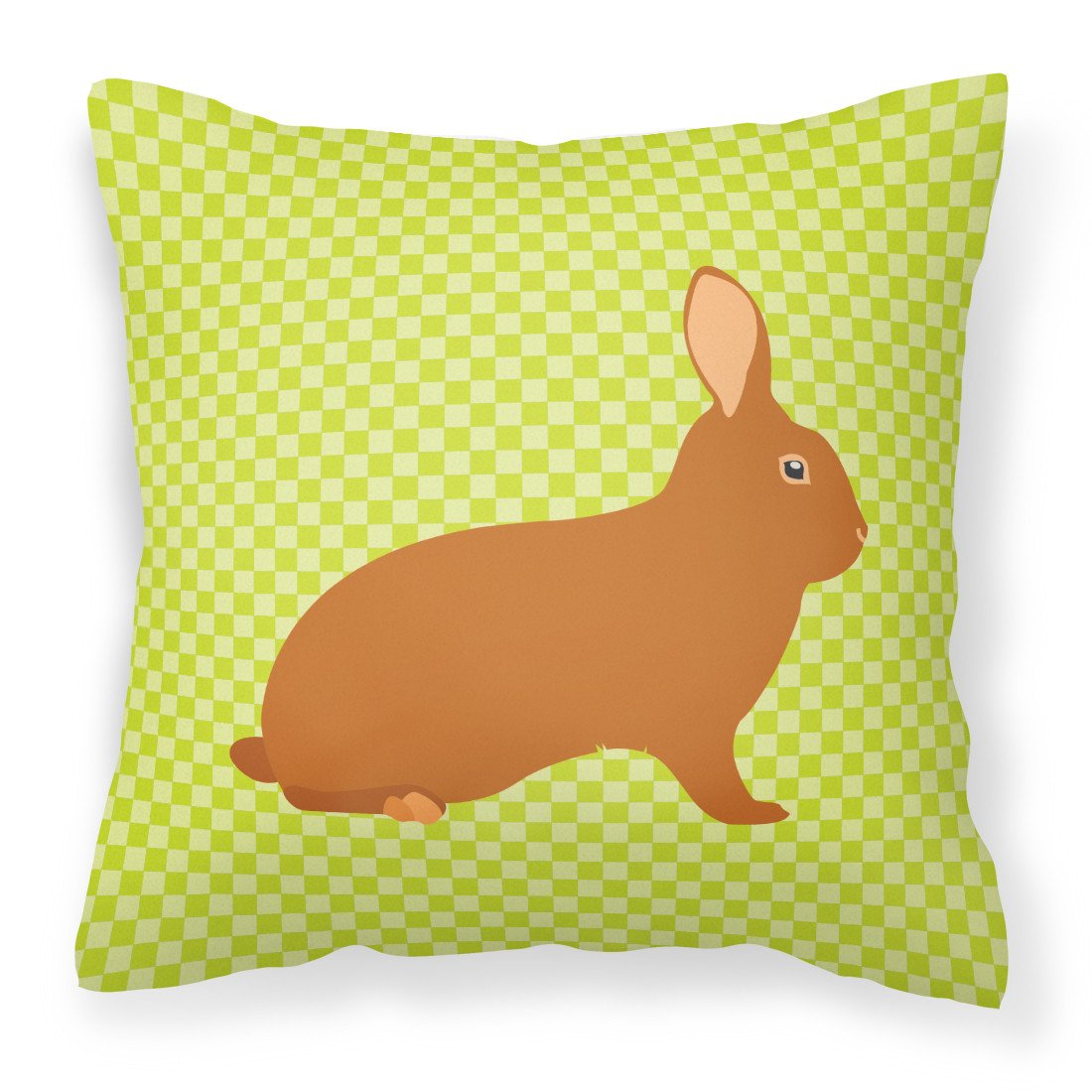 Rex Rabbit Green Decorative Throw Pillow 18x18 Indoor Outdoor Accent Cushion, Fabric Cover with Insert for Sofa, Bed, Porch & Living Room