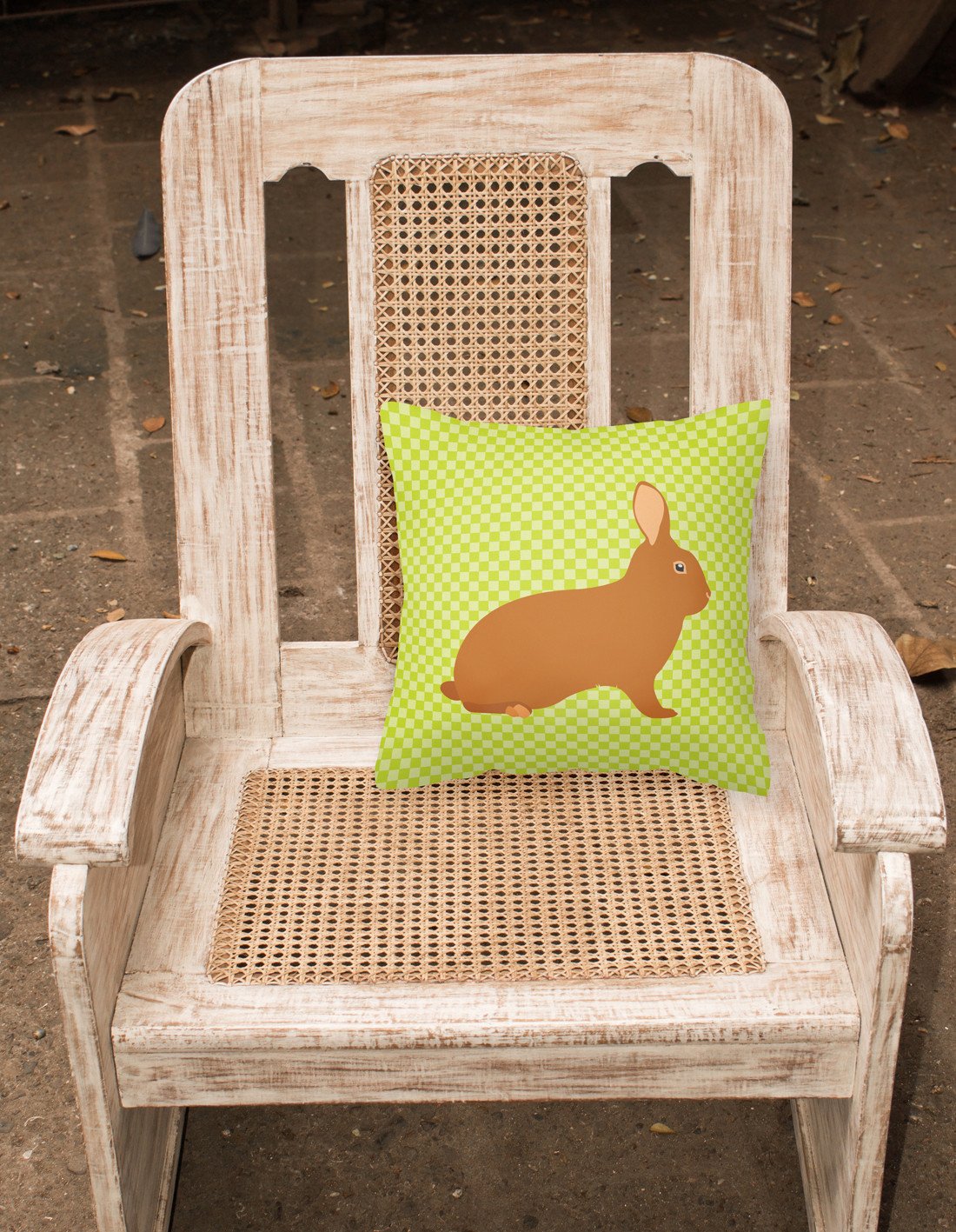 Rex Rabbit Green Decorative Throw Pillow 18x18 Indoor Outdoor Accent Cushion, Fabric Cover with Insert for Sofa, Bed, Porch & Living Room
