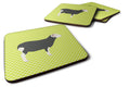 Herwick Sheep Green Foam Coasters Set of 4 Cup Coasters for Indoor Outdoor, Tabletop Protection, Anti Slip, Mouse pad Material