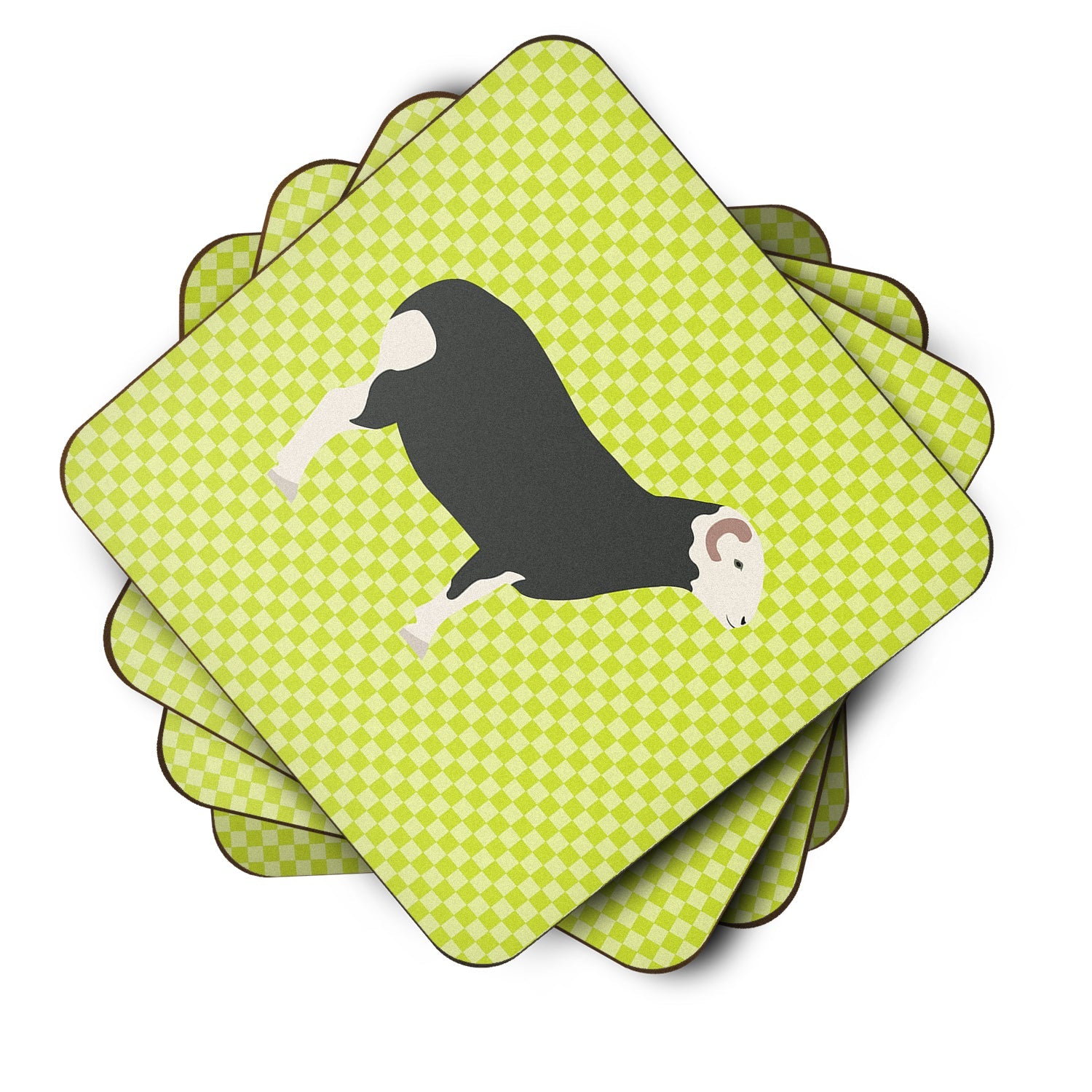 Herwick Sheep Green Foam Coasters Set of 4 Cup Coasters for Indoor Outdoor, Tabletop Protection, Anti Slip, Mouse pad Material