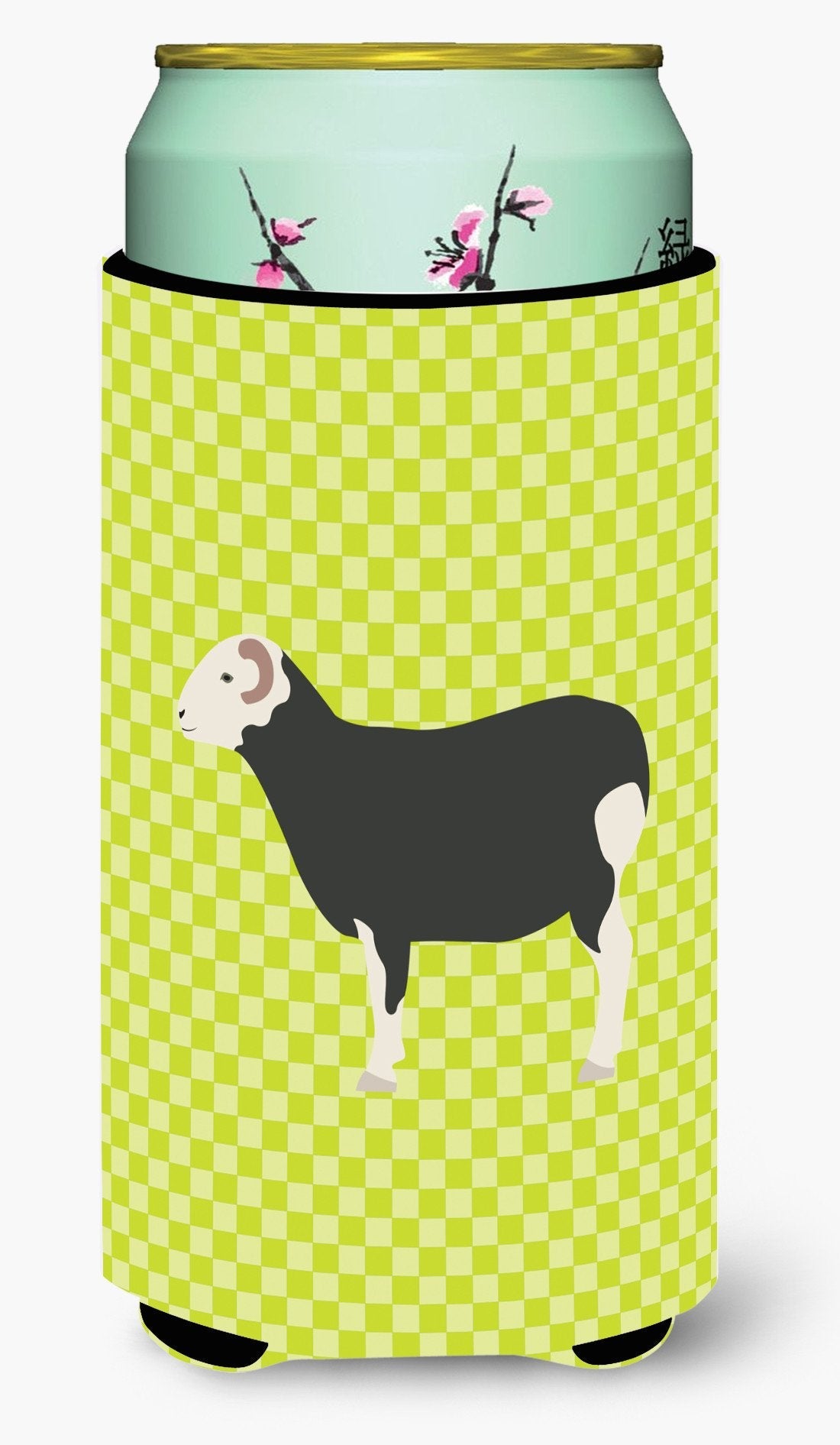 Herwick Sheep Green Tall Boy Hugger Can Cooler Sleeve Machine Washable Drink Collapsible Insulator Beverage Insulated Holder