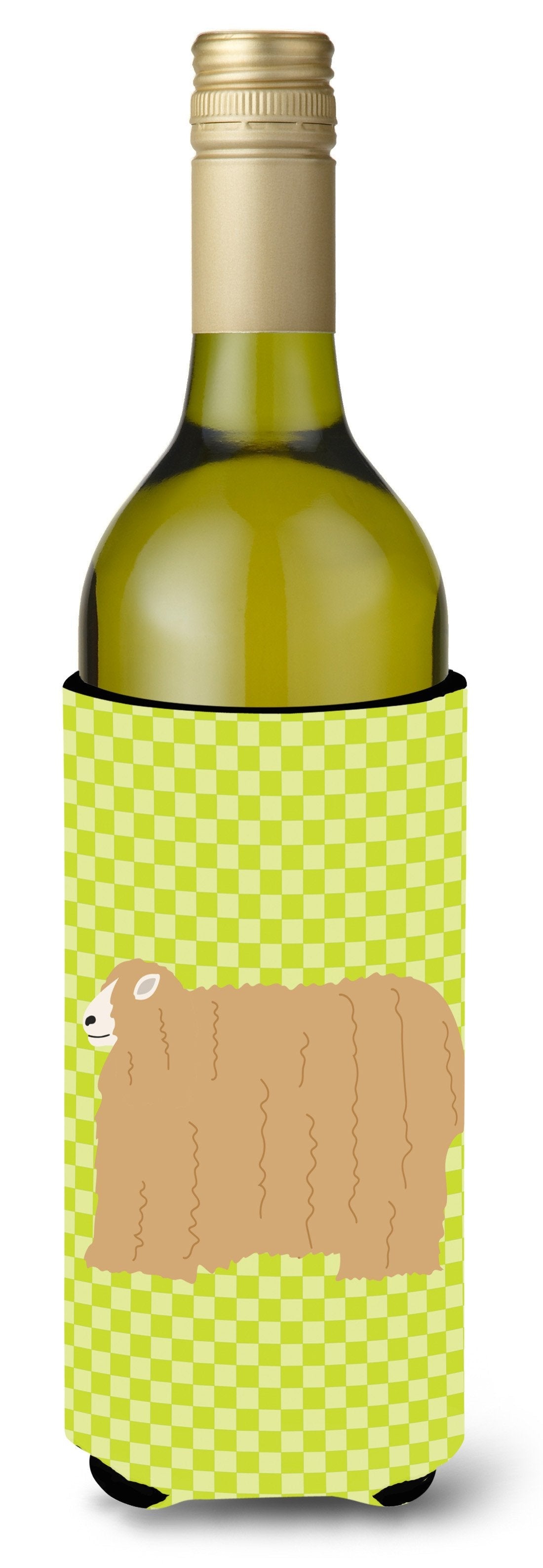 Lincoln Longwool Sheep Green Wine Bottle Hugger Gift Sleeve for Standard 750 ml Bottles, Insulated Reusable Also Fits Mini Shot & Pint Bottles