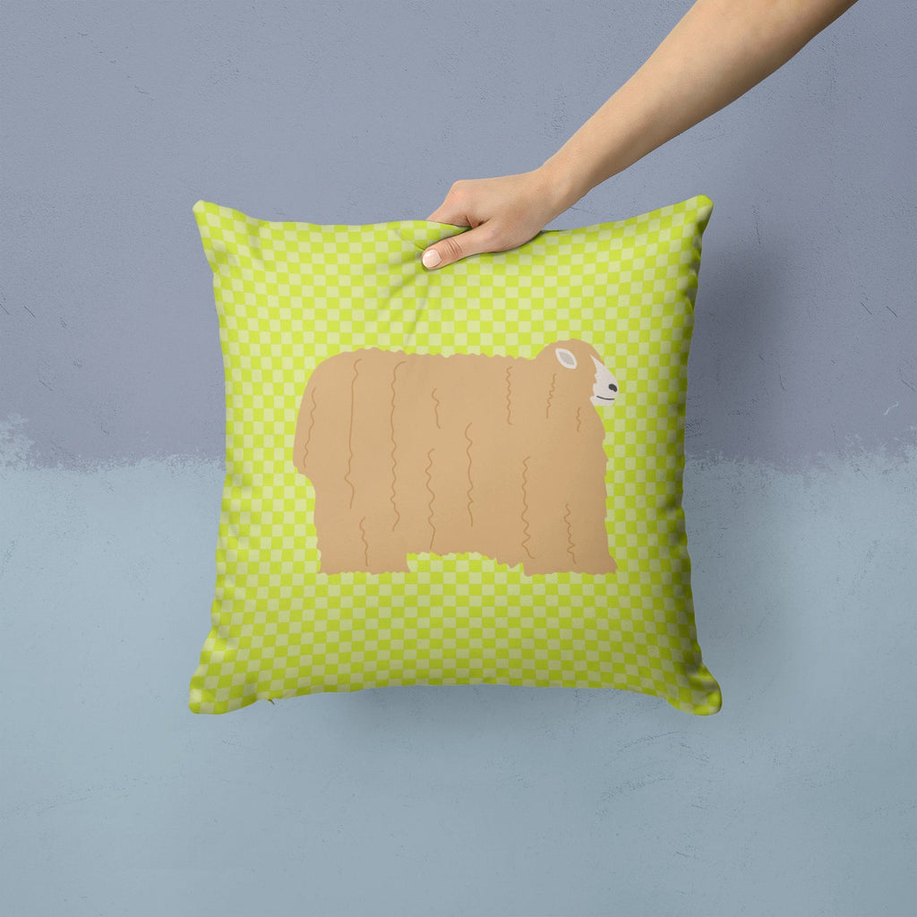 Lincoln Longwool Sheep Green Decorative Throw Pillow 14x14 Indoor Outdoor Accent Cushion, Fabric Cover with Insert for Sofa, Bed, Porch & Living Room