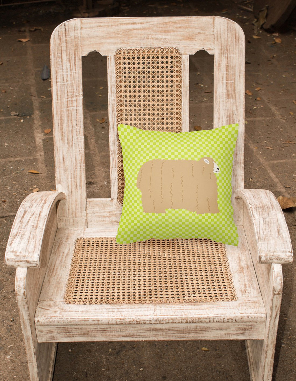 Lincoln Longwool Sheep Green Decorative Throw Pillow 18x18 Indoor Outdoor Accent Cushion, Fabric Cover with Insert for Sofa, Bed, Porch & Living Room