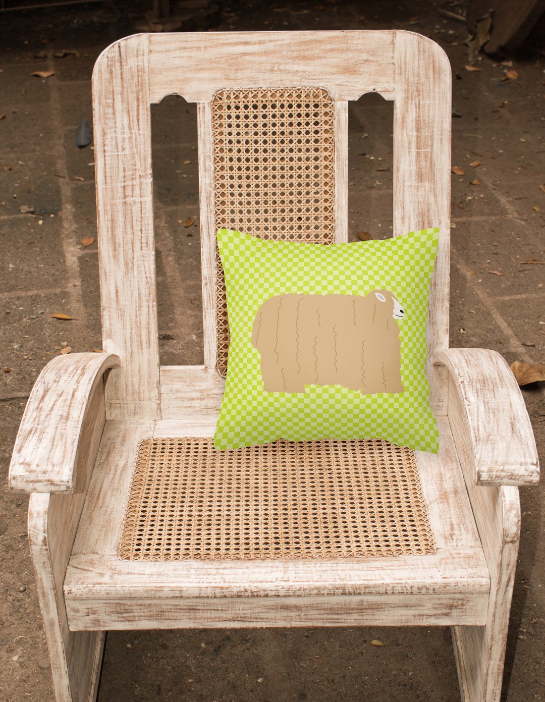 Lincoln Longwool Sheep Green Decorative Throw Pillow 18x18 Indoor Outdoor Accent Cushion, Fabric Cover with Insert for Sofa, Bed, Porch & Living Room