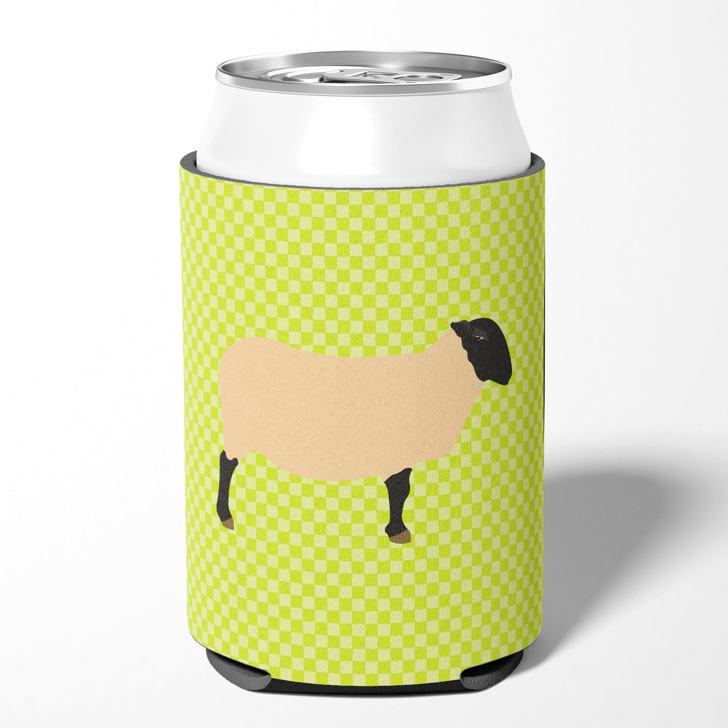 Suffolk Sheep Green Can or Bottle Hugger Cooler Sleeve for Standard 12 oz Cans, Insulated Foam Beer & Soda Can Hugger Reusable