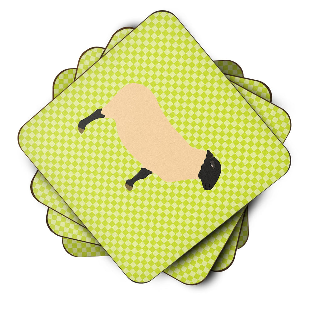 Suffolk Sheep Green Foam Coasters Set of 4 Cup Coasters for Indoor Outdoor, Tabletop Protection, Anti Slip, Mouse pad Material