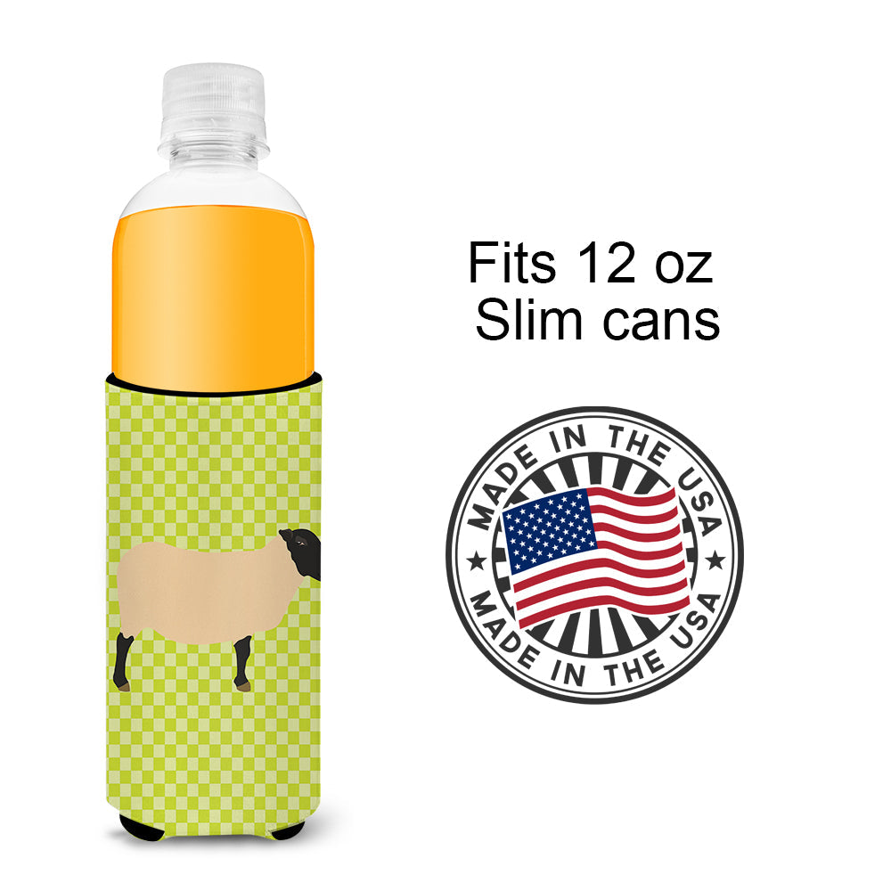 Suffolk Sheep Green Slim Can Hugger , Insulated Foam Hugger for 12 oz Slim Cans, Beer Bottles & Water Bottles, Printed in USA