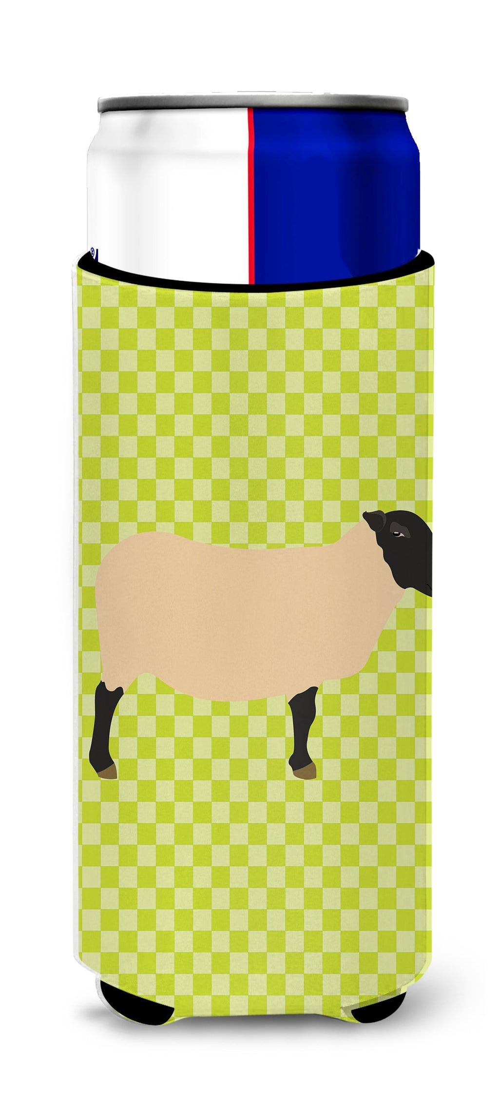 Suffolk Sheep Green Slim Can Hugger , Insulated Foam Hugger for 12 oz Slim Cans, Beer Bottles & Water Bottles, Printed in USA