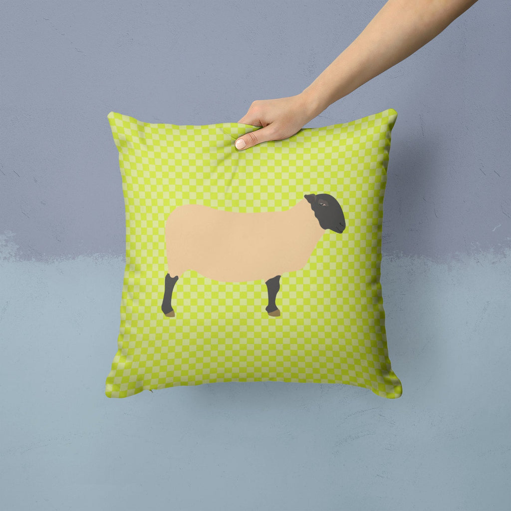 Suffolk Sheep Green Decorative Throw Pillow 14x14 Indoor Outdoor Accent Cushion, Fabric Cover with Insert for Sofa, Bed, Porch & Living Room