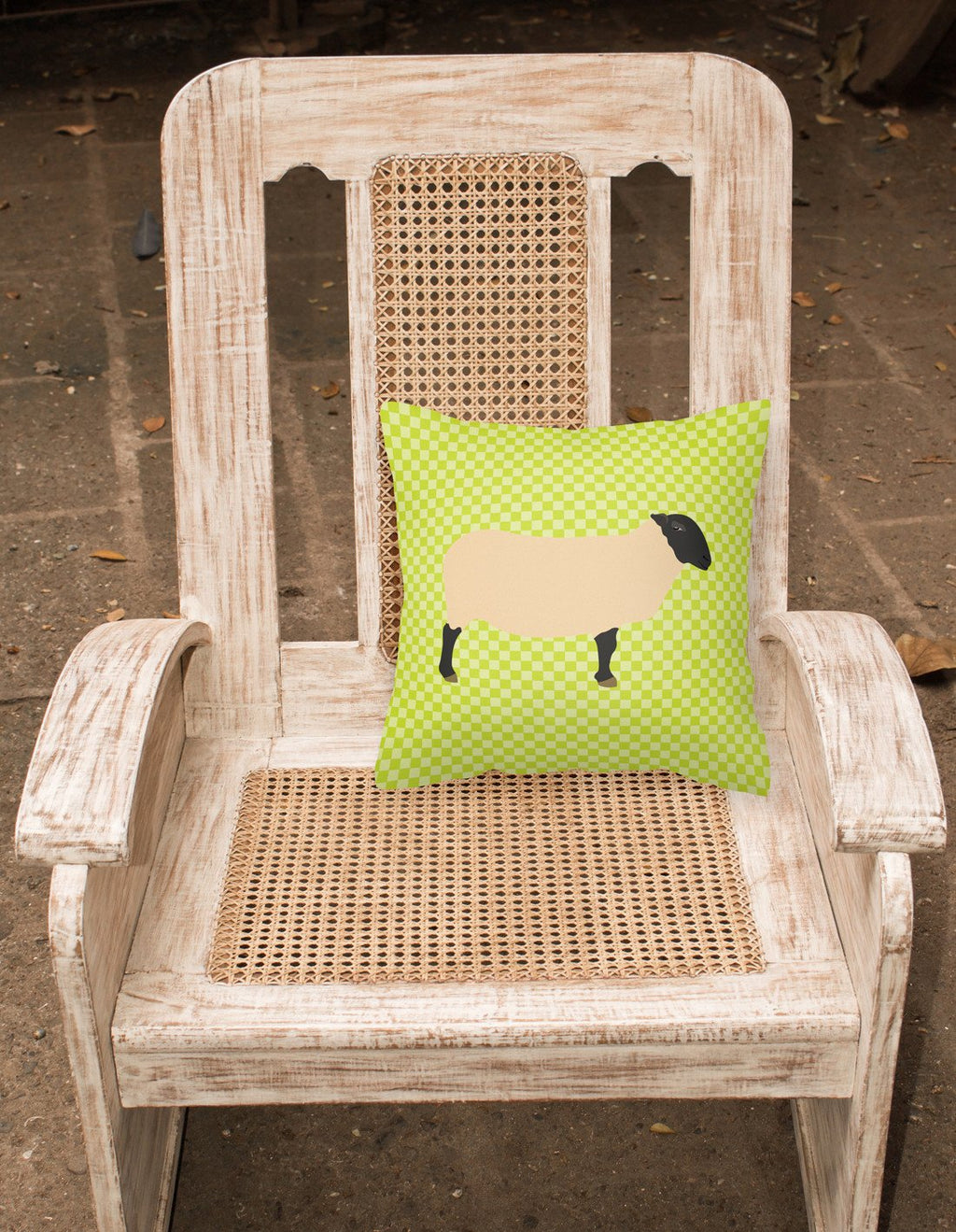 Suffolk Sheep Green Decorative Throw Pillow 18x18 Indoor Outdoor Accent Cushion, Fabric Cover with Insert for Sofa, Bed, Porch & Living Room