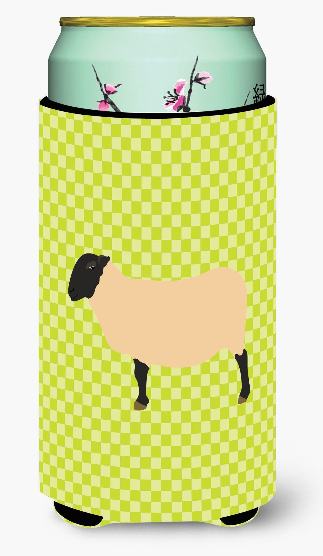 Suffolk Sheep Green Tall Boy Hugger Can Cooler Sleeve Machine Washable Drink Collapsible Insulator Beverage Insulated Holder