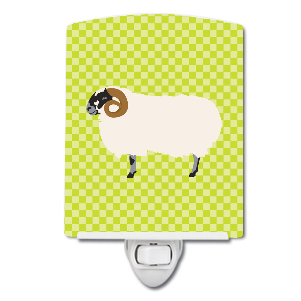 Scottish Blackface Sheep Green Ceramic Night Light Compact, UL-Certified, Ideal for Bedroom, Bathroom, Nursery, Hallway, Kitchen, 6x4x3, Multicolor