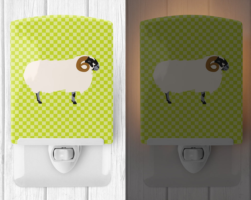 Scottish Blackface Sheep Green Ceramic Night Light Compact, UL-Certified, Ideal for Bedroom, Bathroom, Nursery, Hallway, Kitchen, 6x4x3, Multicolor