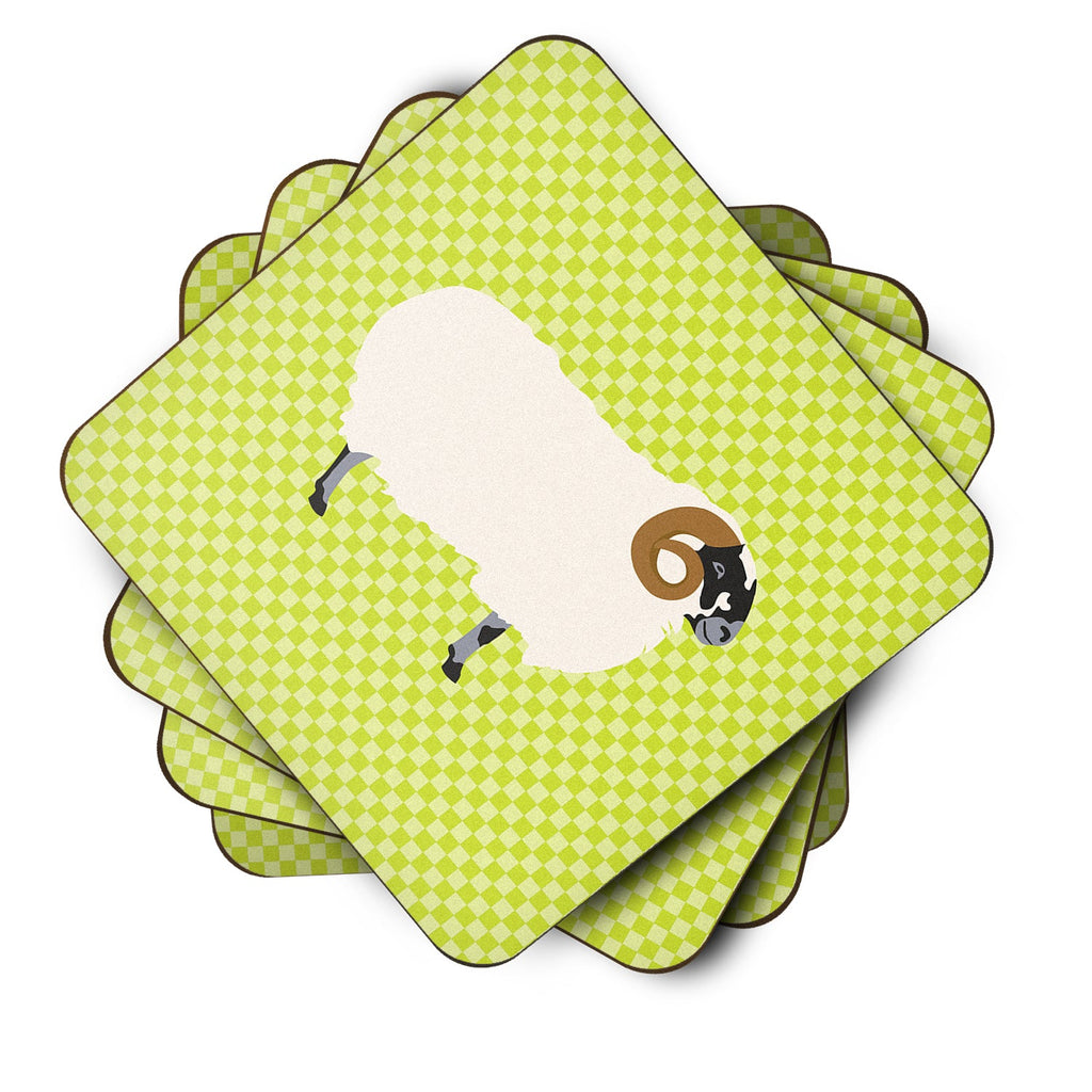 Scottish Blackface Sheep Green Foam Coasters Set of 4 Cup Coasters for Indoor Outdoor, Tabletop Protection, Anti Slip, Mouse pad Material