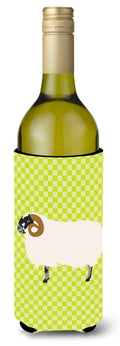 Scottish Blackface Sheep Green Wine Bottle Hugger Gift Sleeve for Standard 750 ml Bottles, Insulated Reusable Also Fits Mini Shot & Pint Bottles