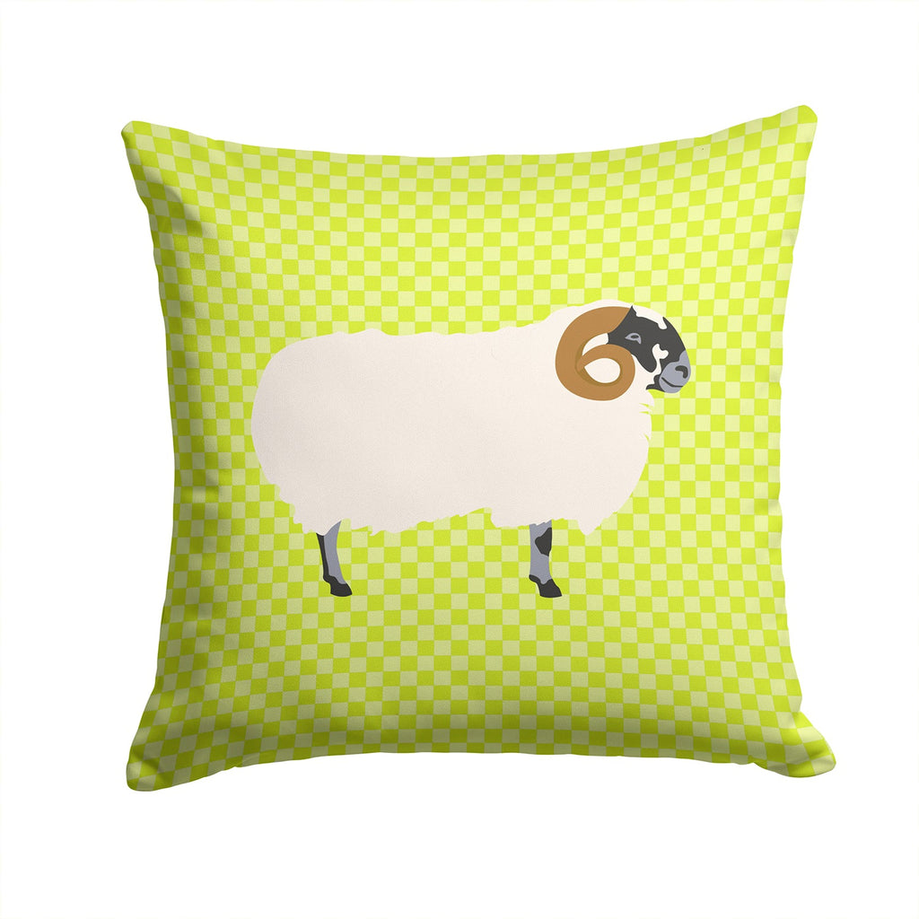 Scottish Blackface Sheep Green Decorative Throw Pillow 14x14 Indoor Outdoor Accent Cushion, Fabric Cover with Insert for Sofa, Bed, Porch & Living Room