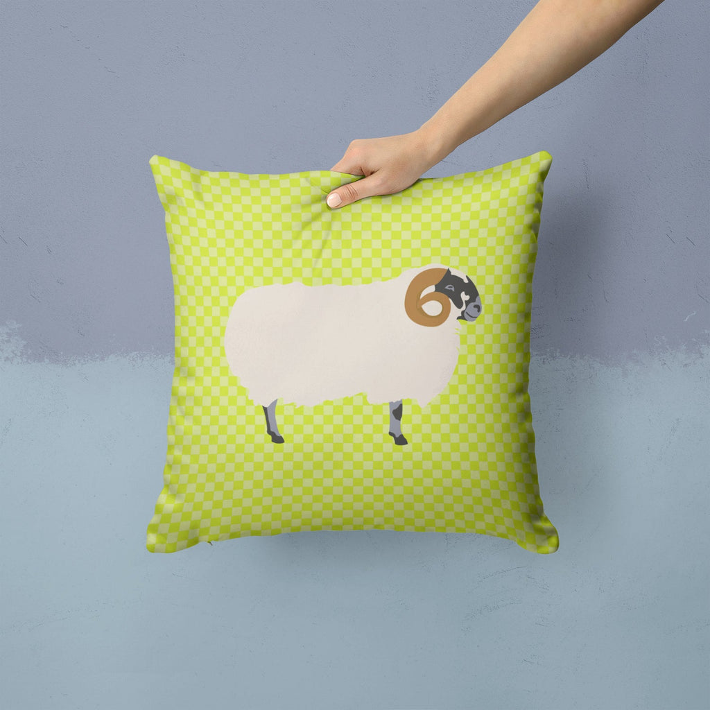 Scottish Blackface Sheep Green Decorative Throw Pillow 14x14 Indoor Outdoor Accent Cushion, Fabric Cover with Insert for Sofa, Bed, Porch & Living Room