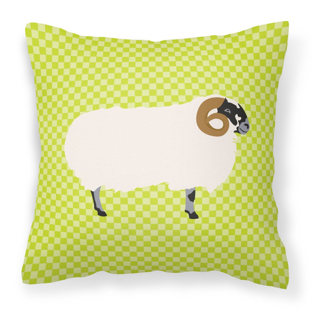 Scottish Blackface Sheep Green Decorative Throw Pillow 18x18 Indoor Outdoor Accent Cushion, Fabric Cover with Insert for Sofa, Bed, Porch & Living Room
