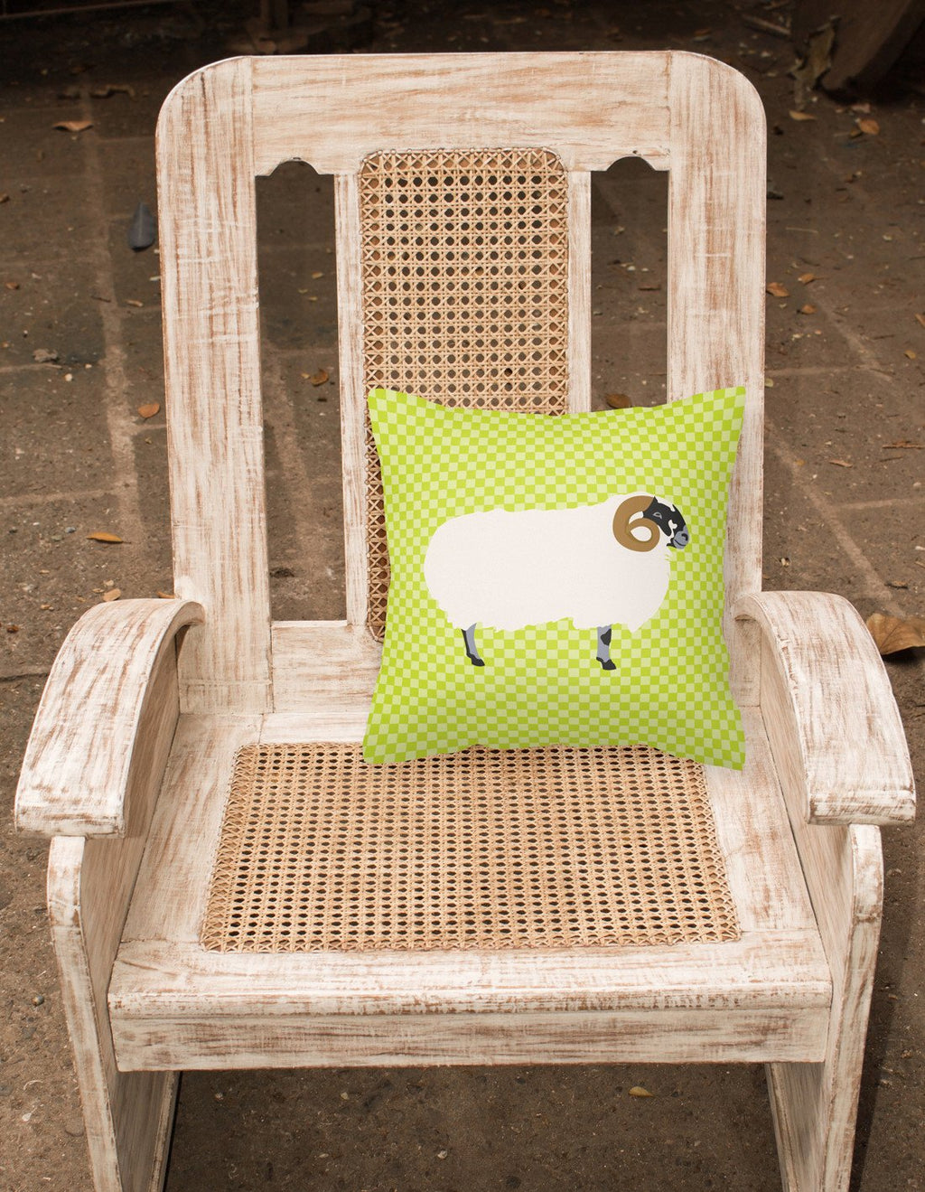 Scottish Blackface Sheep Green Decorative Throw Pillow 18x18 Indoor Outdoor Accent Cushion, Fabric Cover with Insert for Sofa, Bed, Porch & Living Room