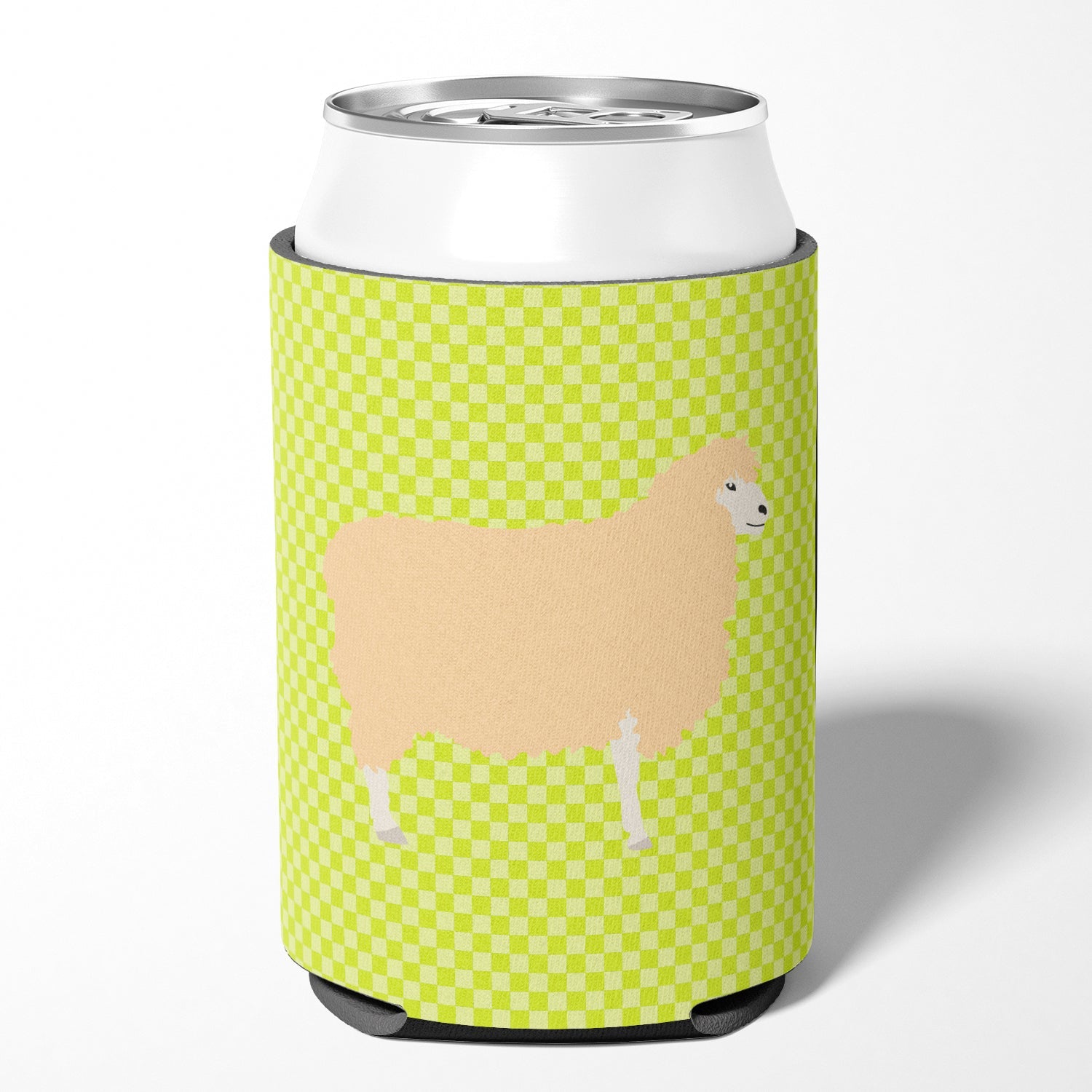 English Leicester Longwool Sheep Green Can or Bottle Hugger Cooler Sleeve for Standard 12 oz Cans, Insulated Foam Beer & Soda Can Hugger Reusable